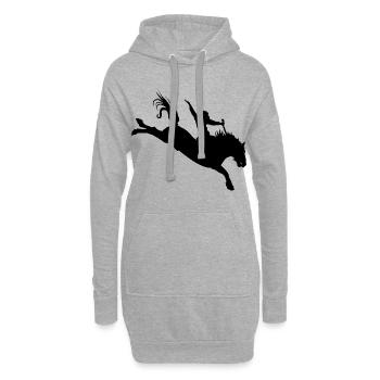 Silhouette de rodéo – Équitation western - Sweat-shirt à capuche long Femme - gris chiné - Devant