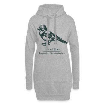 Jay Silhouette | Ornithologie | Dessin - Sweat-shirt à capuche long Femme - gris chiné - Devant