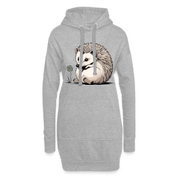 Igel mit Kleeblatt Naturfreund - Hoodie-Kleid - Grau meliert - Vorne