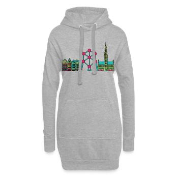 Brüsseler Stadtsilhouette Atomium Moderne Linienkunst - Hoodie-Kleid - Grau meliert - Vorne