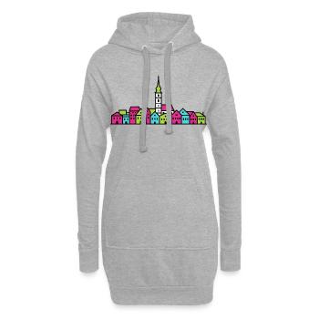 Villach City Skyline St. Jacob Church Linienzeichnung - Hoodie-Kleid - Grau meliert - Vorne