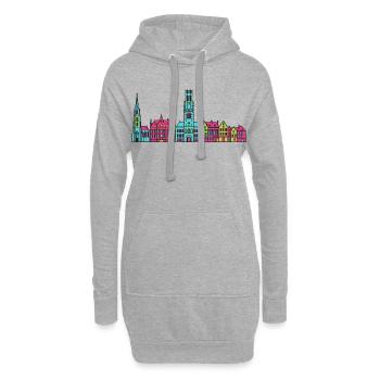 Brügge Stadtsilhuett Glockenturm Moderne Kunst - Hoodie-Kleid - Grau meliert - Vorne