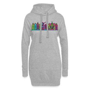 Art de la fontaine de Neptune de la Skyline de la ville de Gdansk - Sweat-shirt à capuche long Femme - gris chiné - Devant
