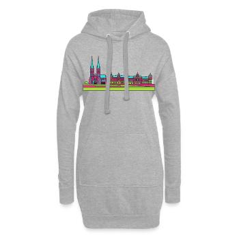 Silhouette de la ville de Szczecin Wały Chrobrego Art - Sweat-shirt à capuche long Femme - gris chiné - Devant