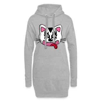 Chat mignon mais démoniaque - Sweat-shirt à capuche long Femme - gris chiné - Devant