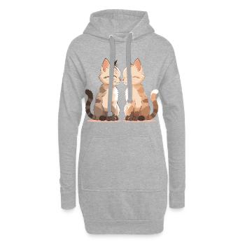 Katzenkuss Zweisamkeit - Hoodie-Kleid - Grau meliert - Vorne