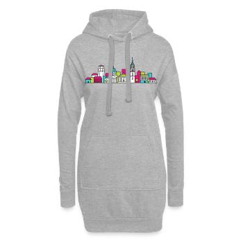 Silhouette de la tour Gediminas de la ville de Vilnius - Sweat-shirt à capuche long Femme - gris chiné - Devant