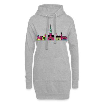 Kopenhagener Stadtsilhouette Meerjungfrauenkunst - Hoodie-Kleid - Grau meliert - Vorne