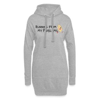 Running from My Problems – Retro Comic Humor - Hoodie Dress - heather grey - Front