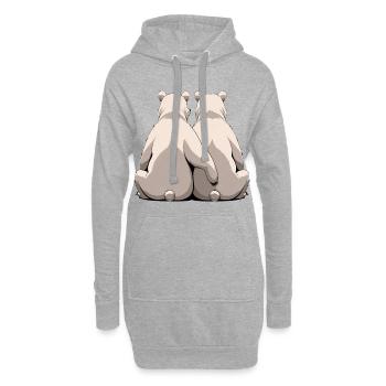 Deux ours blancs dos à dos - Sweat-shirt à capuche long Femme - gris chiné - Devant