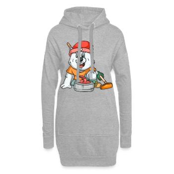 Curlingspieler Eisbär - Hoodie-Kleid - Grau meliert - Vorne