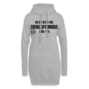 Nicht faul, Energiesparmodus – Akku 12% Spruch - Hoodie-Kleid - Grau meliert - Vorne