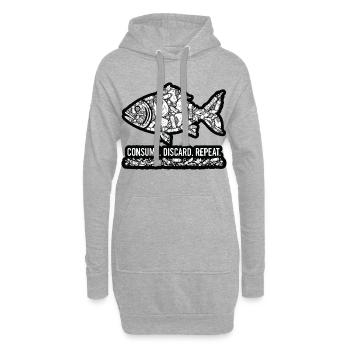 Poisson Déchets: Consomme Jette Répète - Sweat-shirt à capuche long Femme - gris chiné - Devant