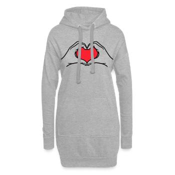 Love Heart Hands – Des de déclaration romantique minimale ! - Sweat-shirt à capuche long Femme - gris chiné - Devant
