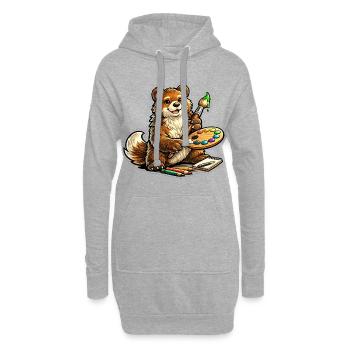 Bär mit Farbpalette Kunst - Hoodie-Kleid - Grau meliert - Vorne