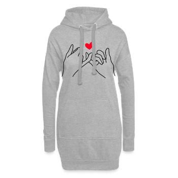 Pinky Promise Heart Minimalist Line Art - Sweat-shirt à capuche long Femme - gris chiné - Devant