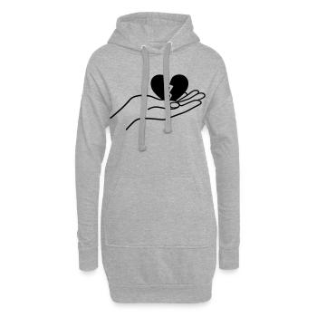 Broken Heart In Hand Minimal Line Art Design - Hoodie-Kleid - Grau meliert - Vorne