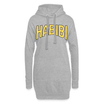 Habibi Wortkunst Gelb auf Schwarz - Hoodie-Kleid - Grau meliert - Vorne