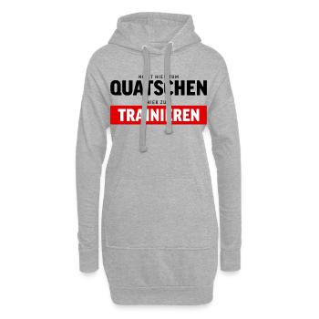 Nicht quatschen, trainieren – Gym Spruch - Hoodie-Kleid - Grau meliert - Vorne