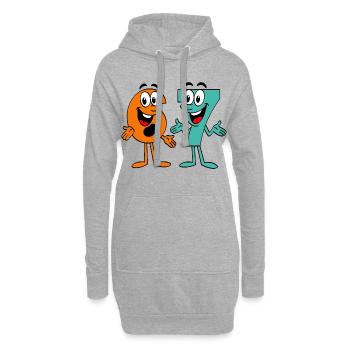 Six Seven Cartoon - Hoodie-Kleid - Grau meliert - Vorne