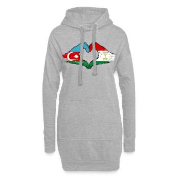 Cœur du drapeau du Tadjikistan d’Azerbaïdjan - Sweat-shirt à capuche long Femme - gris chiné - Devant