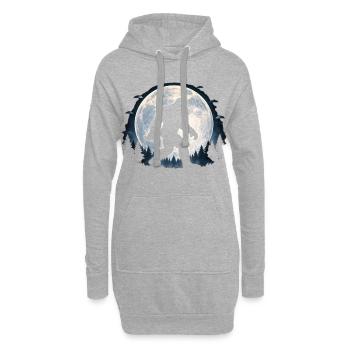 Silhouette du Bigfoot de la Forêt de Clair de Lune - Sweat-shirt à capuche long Femme - gris chiné - Devant