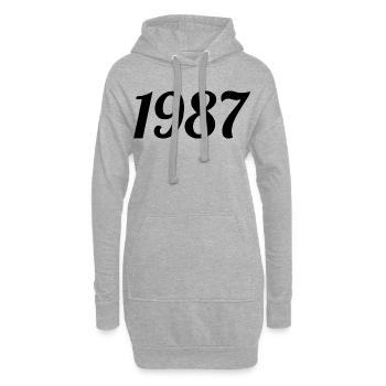 1987 - Sweat-shirt à capuche long Femme - gris chiné - Devant