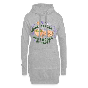 Matcha trinken, Bücher lesen, sei glücklich, Matcha-Liebhaber. - Hoodie-Kleid - Grau meliert - Vorne