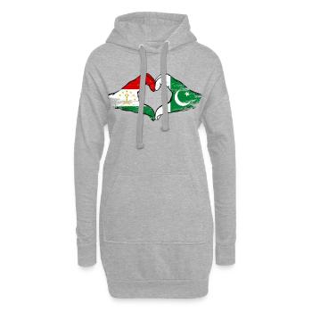 Forme de cœur du drapeau du Tadjikistan Pakistan - Sweat-shirt à capuche long Femme - gris chiné - Devant