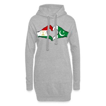 Forme de cœur du drapeau du Tadjikistan Pakistan - Sweat-shirt à capuche long Femme - gris chiné - Devant