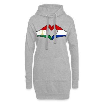 Drapeau du Tadjikistan des Pays-Bas, Mains, Forme de cœur - Sweat-shirt à capuche long Femme - gris chiné - Devant