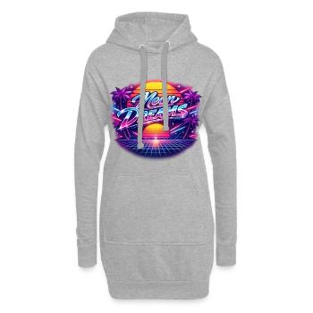 Rêves de Lune Coucher de soleil rétro néon - Sweat-shirt à capuche long Femme - gris chiné - Devant