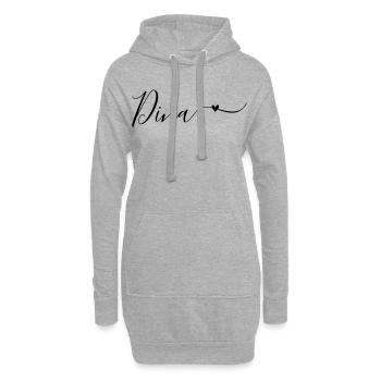 Prénom Dina Prénom décoratif - Sweat-shirt à capuche long Femme - gris chiné - Devant