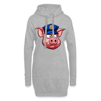 Polizist Schwein - Hoodie-Kleid - Grau meliert - Vorne