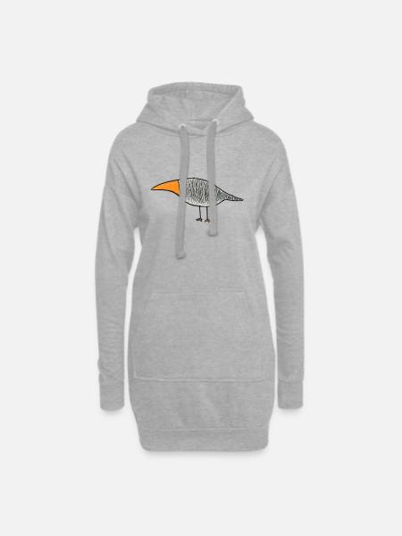 Vogel mit orangem Schnabel - Hoodie-Kleid - Grau meliert