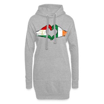 Tadschikistan Irland Flagge Hände Herzform - Hoodie-Kleid - Grau meliert - Vorne