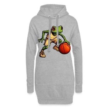 Basketball Frosch - Hoodie-Kleid - Grau meliert - Vorne