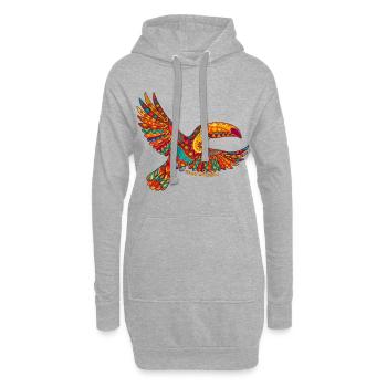 Kolumbianischer Kaleidoskop Tukan - Hoodie-Kleid - Grau meliert - Vorne