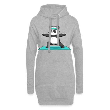 Yoga-Panda-Bär macht Krieger-Pose - Hoodie-Kleid - Grau meliert - Vorne