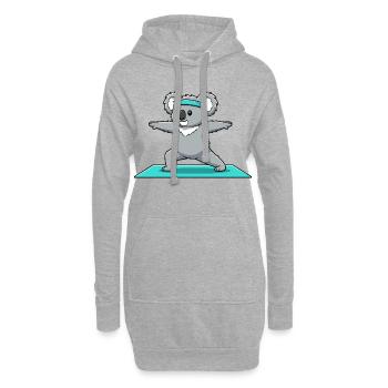Yoga-Koala-Bär macht Krieger-Pose - Hoodie-Kleid - Grau meliert - Vorne