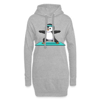 Yoga-Pinguinvogel in Kriegerhaltung - Hoodie-Kleid - Grau meliert - Vorne