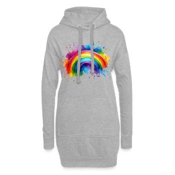 Regenbogen Watercolor Wasserfarben bunt - Hoodie-Kleid - Grau meliert - Vorne