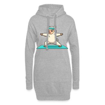 Yoga Llama Alpaca Macht Krieger-Pose - Hoodie-Kleid - Grau meliert - Vorne