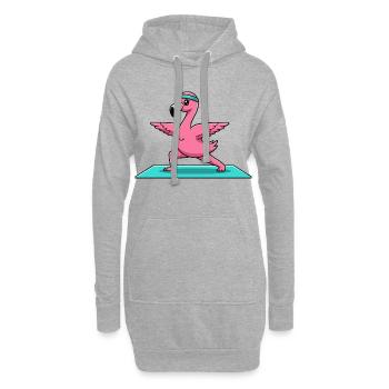 Yoga-Flamingo-Vogel macht Krieger-Pose - Hoodie-Kleid - Grau meliert - Vorne