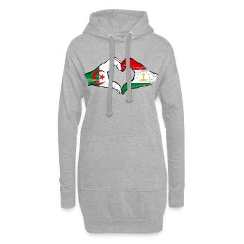 Mains du drapeau du Tadjikistan Algérie en forme de cœur utilisées - Sweat-shirt à capuche long Femme - gris chiné - Devant