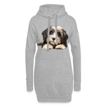 Chien havanais - Sweat-shirt à capuche long Femme - gris chiné - Devant