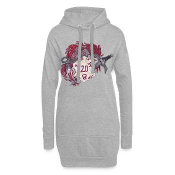 Rollenspiel Tabletop D20 Würfel Bloodhunter - Hoodie-Kleid - Grau meliert - Vorne