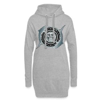 Tiki du requin tigre - Sweat-shirt à capuche long Femme - gris chiné - Devant