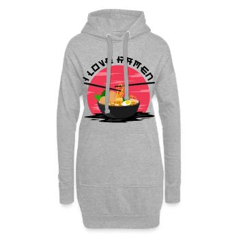Ich liebe Ramen-Nudeln Food Lover Shirt - Hoodie-Kleid - Grau meliert - Vorne
