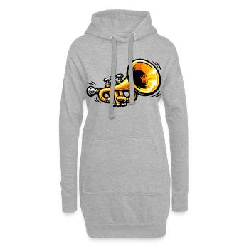 Motif de musicien d’illustration rétro de trompette - Sweat-shirt à capuche long Femme - gris chiné - Devant